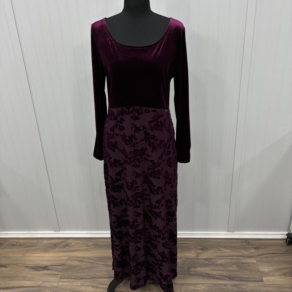 VTG Carole Little Saint Tropez West Womens Medium Burgundy Velvet 90s Whimsigoth
